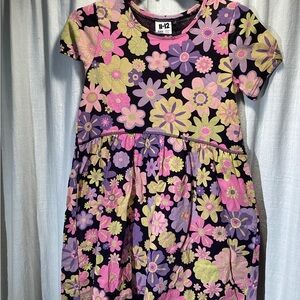 Cotton On Black Dress with Pink, Purple & Lime Floral Print NWT